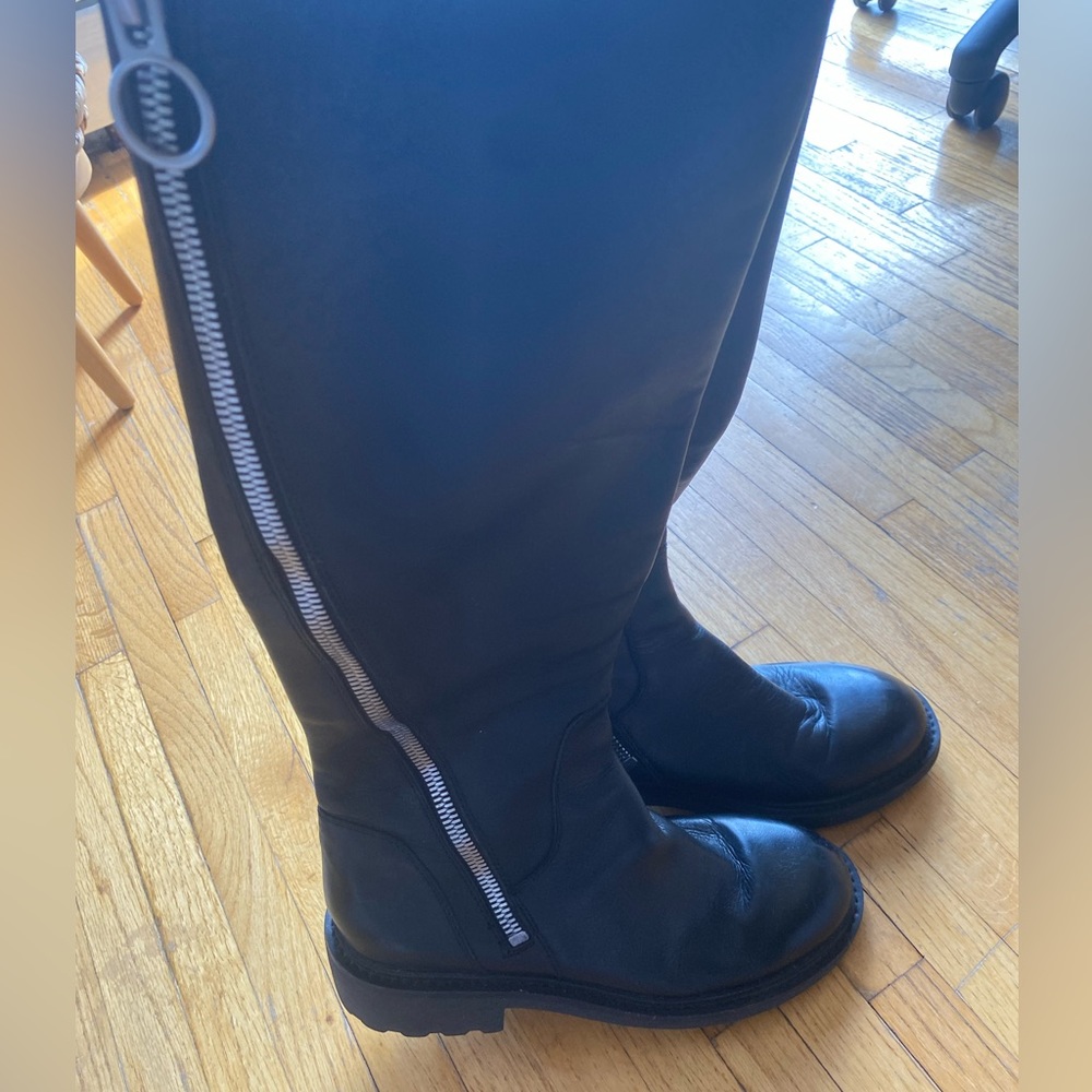 Ash black leather boots